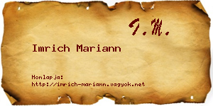 Imrich Mariann névjegykártya
